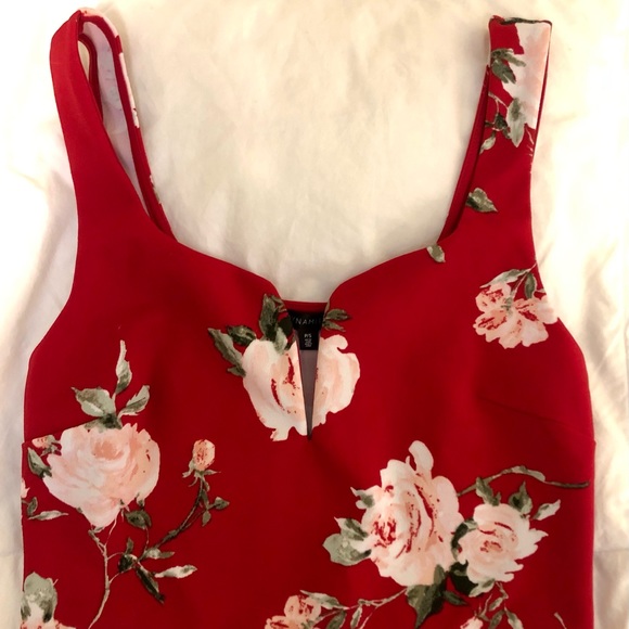 Dynamite Red Floral Crop Top Size S - Picture 2 of 5